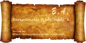 Benyovszky Ajándék névjegykártya